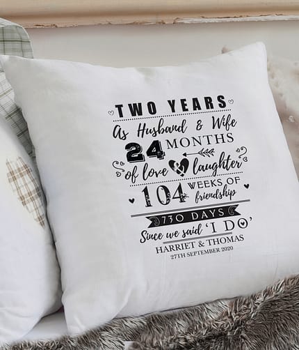 Personalised 2nd Anniversary Cushion - ItJustGotPersonal.co.uk