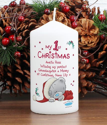 Personalised Me To You My 1st Christmas Pillar Candle - ItJustGotPersonal.co.uk
