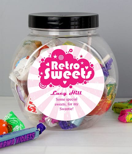 Personalised Retro Pink Sweet Jar - ItJustGotPersonal.co.uk