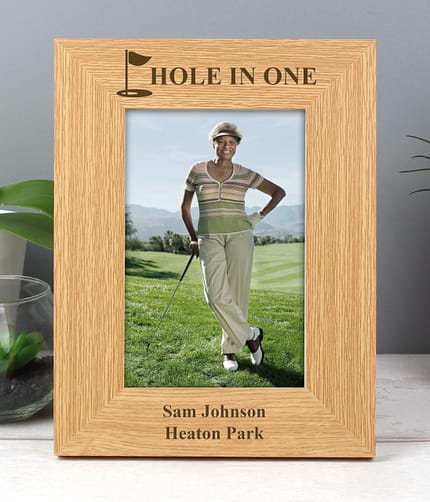 Personalised Oak Finish 6x4 Golf Photo Frame - ItJustGotPersonal.co.uk
