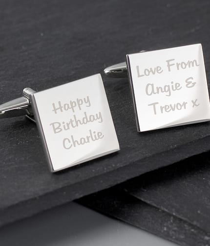 Personalised Any Message Square Cufflinks - 3 lines - ItJustGotPersonal.co.uk