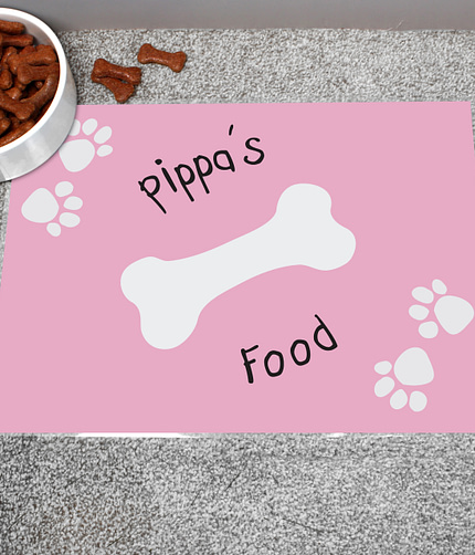 Personalised Pink Paw Print Dog Placemat - ItJustGotPersonal.co.uk