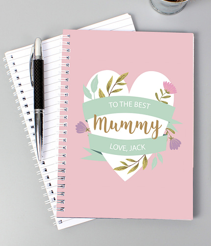 Personalised Floral Heart A5 Notebook - ItJustGotPersonal.co.uk