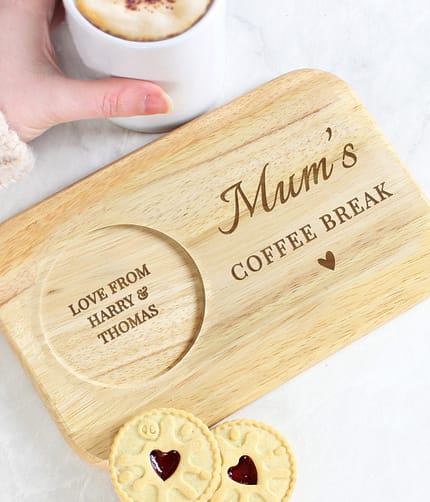 Personalised Heart Design Wooden Coaster Tray - ItJustGotPersonal.co.uk