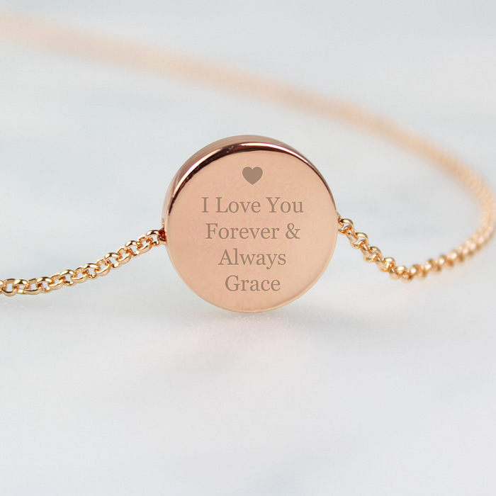 Personalised Heart Rose Gold Toned Disc Necklace - ItJustGotPersonal.co.uk