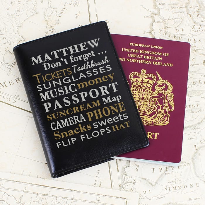 Personalised Don't Forget... Black Passport Holder - ItJustGotPersonal.co.uk