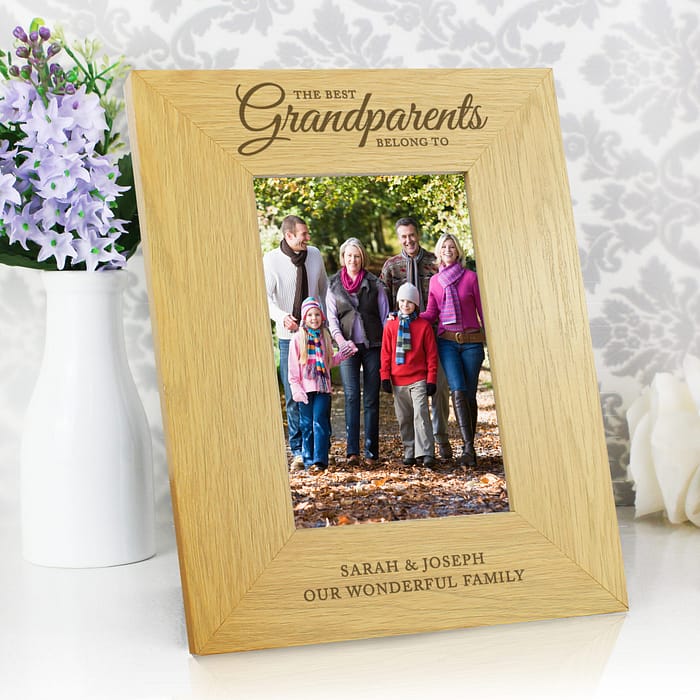 Personalised The Best Grandparents 6x4 Oak Finish Photo Frame - ItJustGotPersonal.co.uk