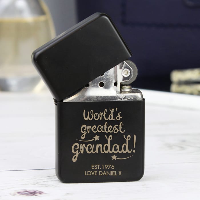 Personalised 'World's Greatest Grandad' Black Lighter - ItJustGotPersonal.co.uk