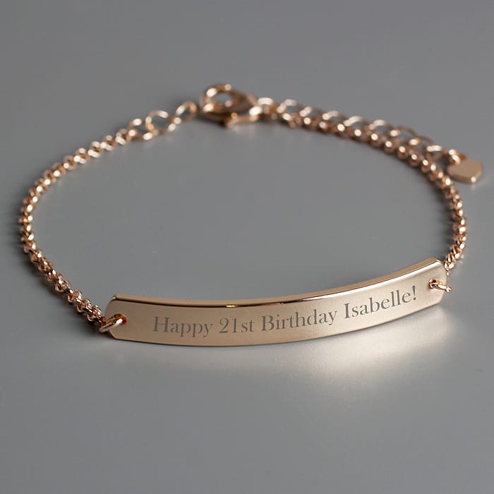 Personalised Rose Gold Tone Bar Bracelet - ItJustGotPersonal.co.uk