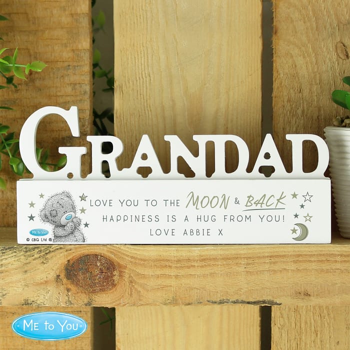 Personalised Me To You Moon and Back Wooden Grandad Ornament - ItJustGotPersonal.co.uk