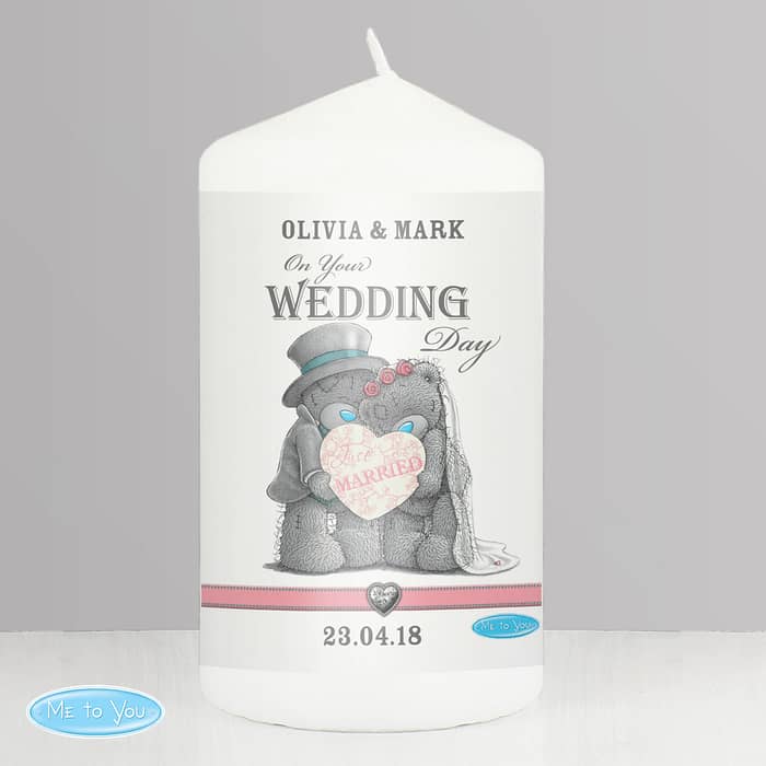 Personalised Me To You Wedding Couple Pillar Candle - ItJustGotPersonal.co.uk