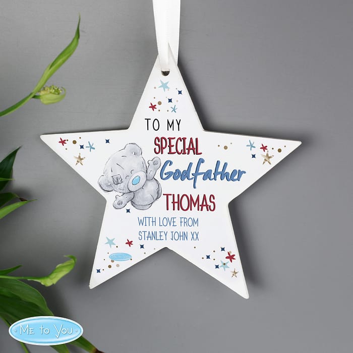 Personalised Me to You Godfather Wooden Star Decoration - ItJustGotPersonal.co.uk