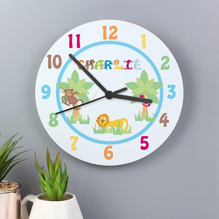 Personalised Blue Animal Alphabet Clock - ItJustGotPersonal.co.uk