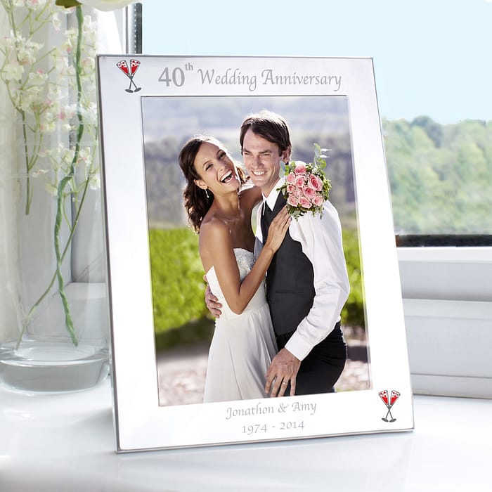 Personalised Silver 5x7 40th Wedding Anniversary Photo Frame - ItJustGotPersonal.co.uk