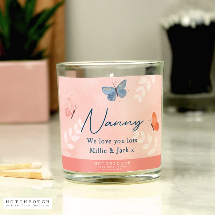 Personalised Butterfly Scented Candle Jar - ItJustGotPersonal.co.uk