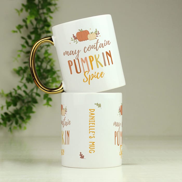 Personalised Pumpkin Spice Gold Handle Mug - ItJustGotPersonal.co.uk