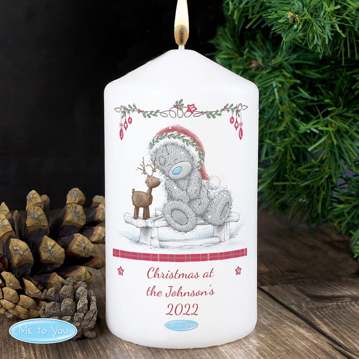 Personalised Me To You Reindeer Pillar Candle - ItJustGotPersonal.co.uk