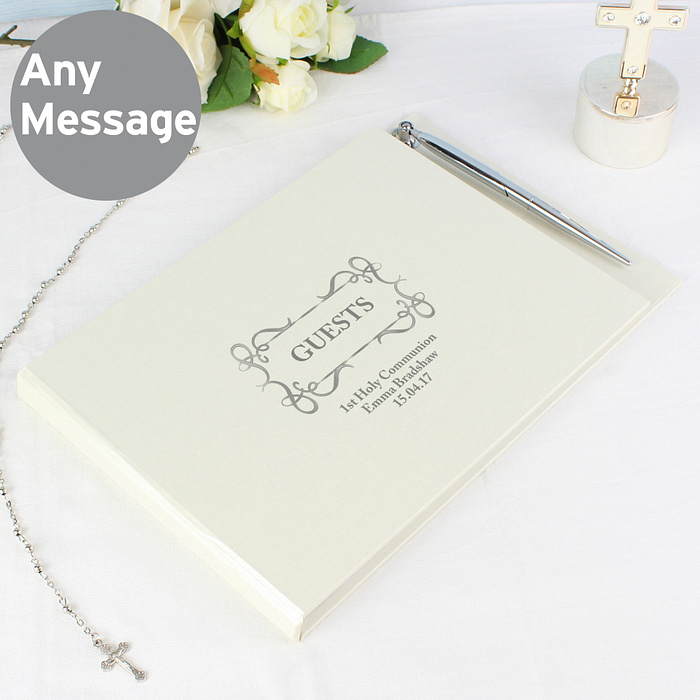 Personalised Swirl Design Hardback Guest Book & Pen - ItJustGotPersonal.co.uk