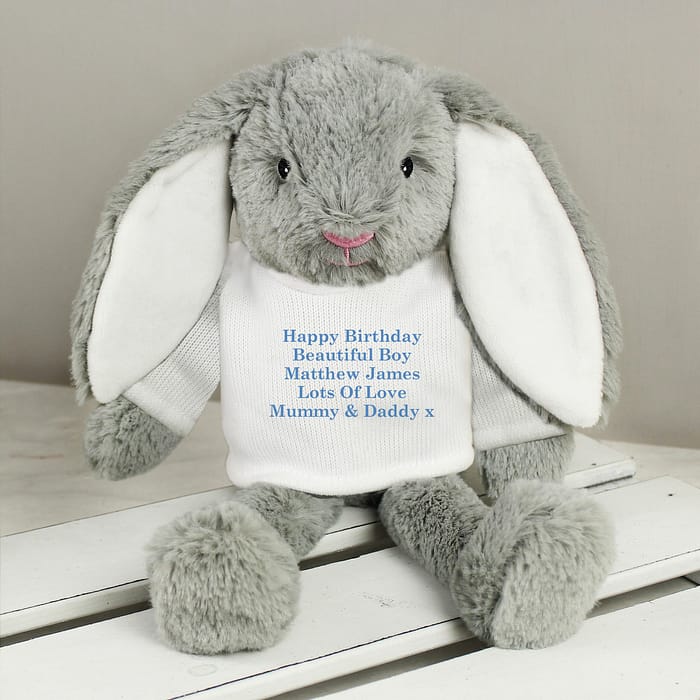 Personalised Message Bunny Rabbit - Blue - ItJustGotPersonal.co.uk
