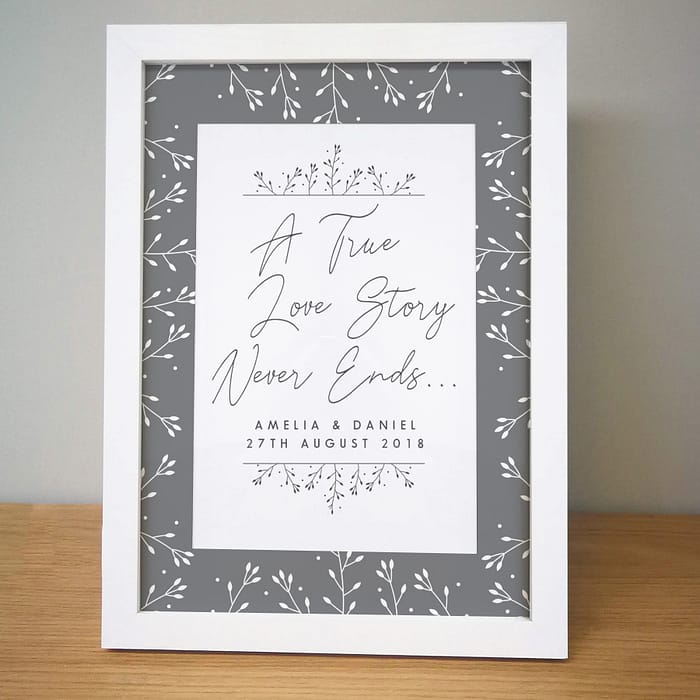 Personalised True Love Story A4 White Framed Print - ItJustGotPersonal.co.uk