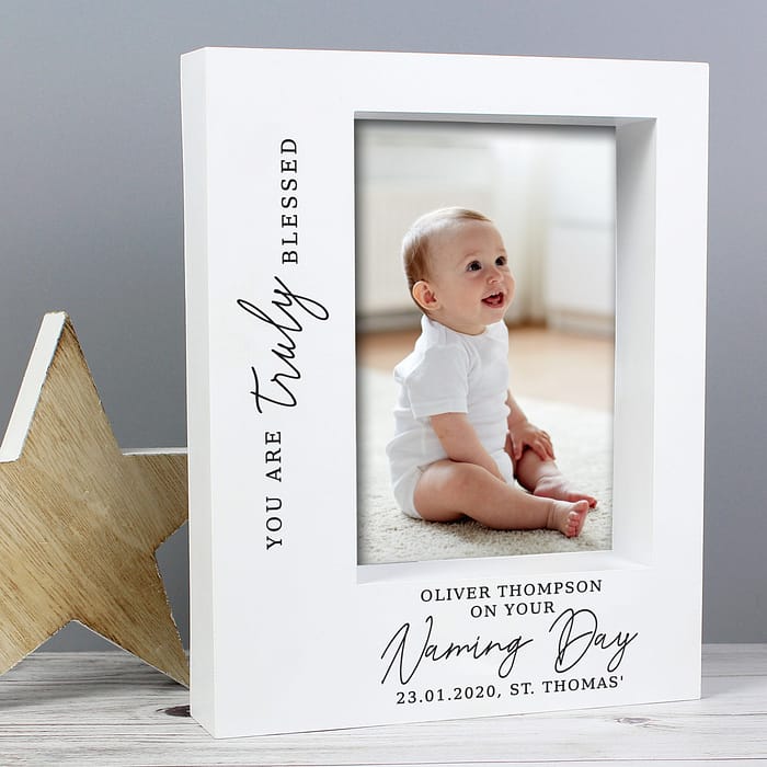 Personalised 'Truly Blessed' Naming Day 5x7 Box Photo Frame - ItJustGotPersonal.co.uk