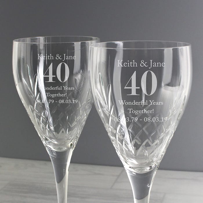 Personalised Anniversary Pair of Crystal Wine Glasses - ItJustGotPersonal.co.uk