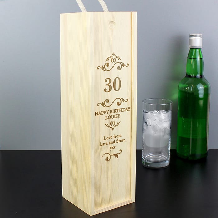 Personalised Elegant Number Wooden Wine Bottle Box - ItJustGotPersonal.co.uk