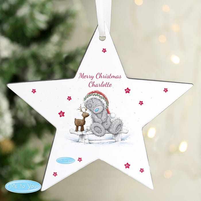 Personalised Me To You Reindeer Wooden Star Decoration - ItJustGotPersonal.co.uk