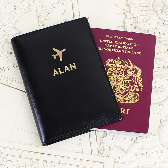 Personalised Gold Name Black Passport Holder - ItJustGotPersonal.co.uk