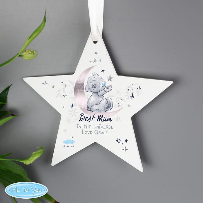Personalised Moon & Stars Me To You Wooden Star Decoration - ItJustGotPersonal.co.uk