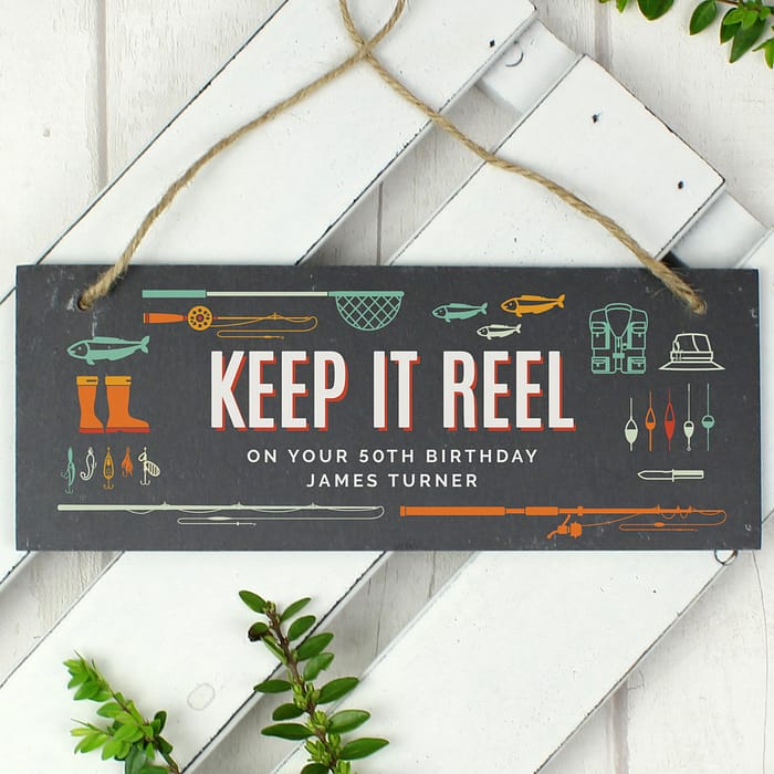 Personalised ""Keep It Reel"" Printed Hanging Slate Plaque - ItJustGotPersonal.co.uk