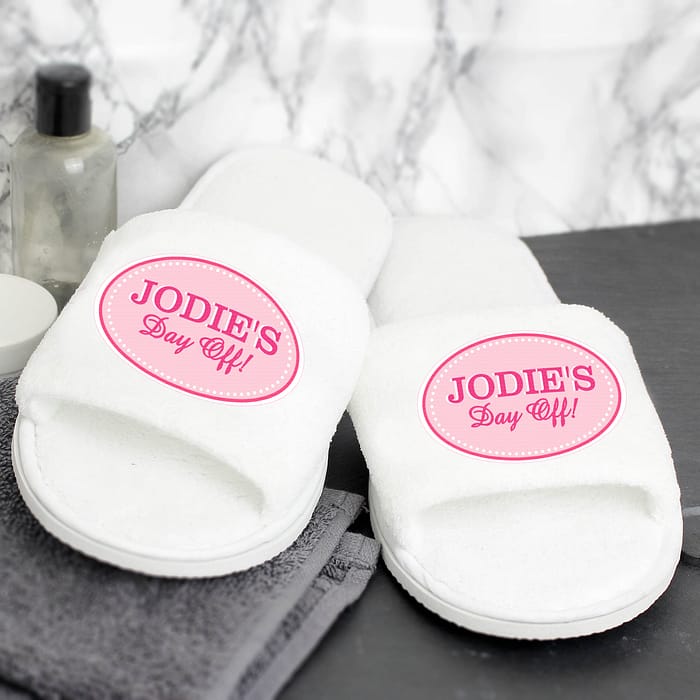 Personalised Pink Oval Velour Slippers - ItJustGotPersonal.co.uk