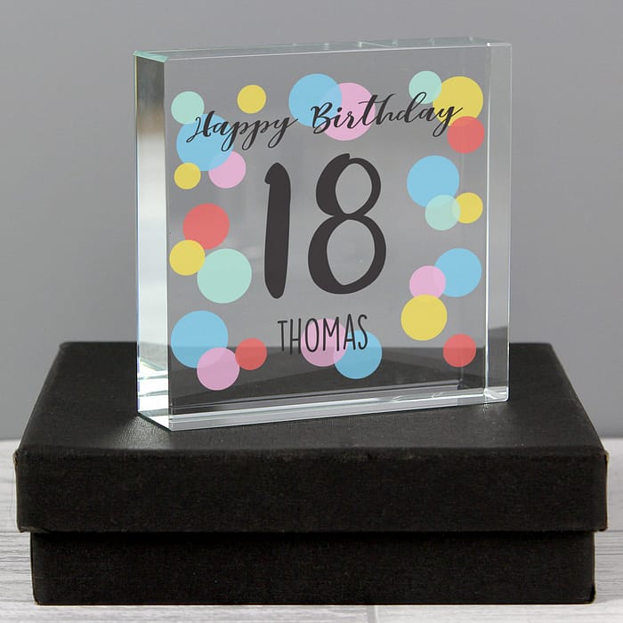 Personalised Birthday Colour Confetti Crystal Token - ItJustGotPersonal.co.uk