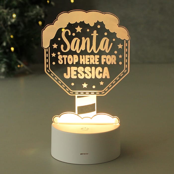 Personalised Santa Stop Here LED Colour Changing Night Light - ItJustGotPersonal.co.uk