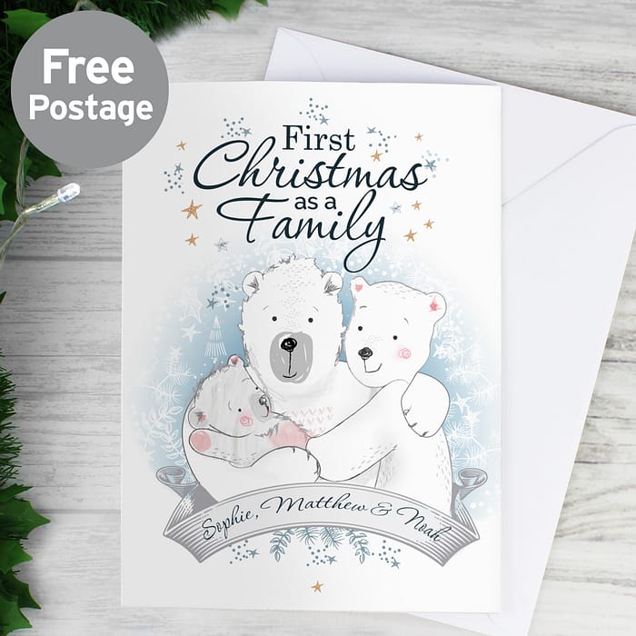 Personalised Polar Bear '1st Christmas As A Family' Card - ItJustGotPersonal.co.uk
