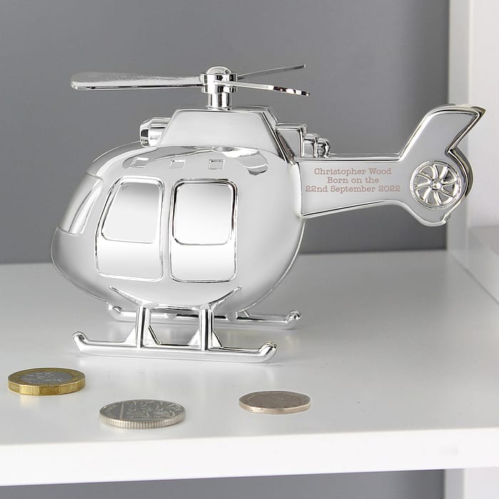 Personalised Helicopter Money Box - ItJustGotPersonal.co.uk