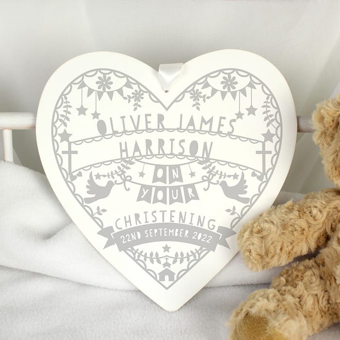 Personalised Grey Papercut Style Large Wooden Heart - ItJustGotPersonal.co.uk