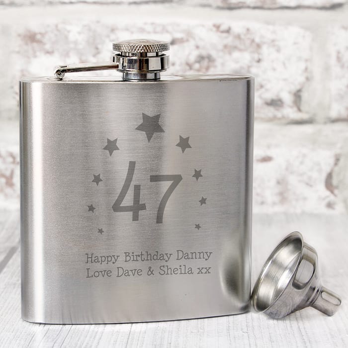 Personalised Stars Age Hip Flask - ItJustGotPersonal.co.uk
