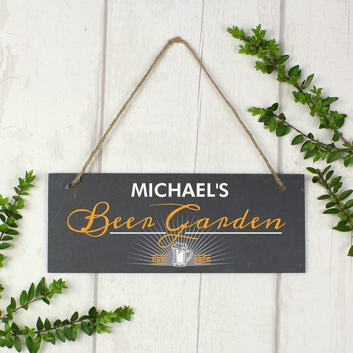 Personalised ""Beer Garden"" Printed Hanging Slate Plaque - ItJustGotPersonal.co.uk
