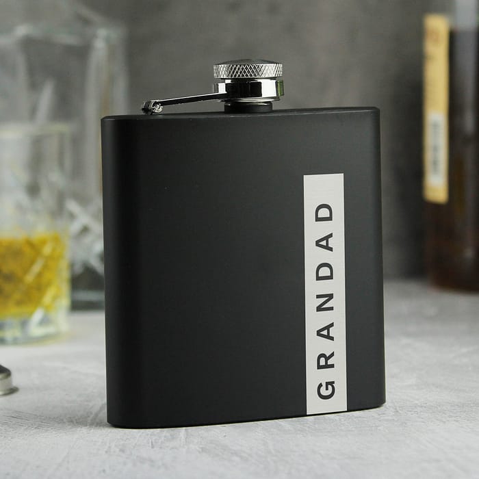 Personalised Name Only Black Hip Flask - ItJustGotPersonal.co.uk