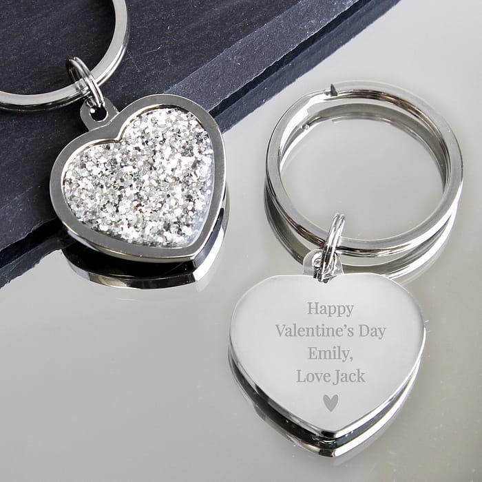Personalised Free Text Diamante Heart Keyring - ItJustGotPersonal.co.uk