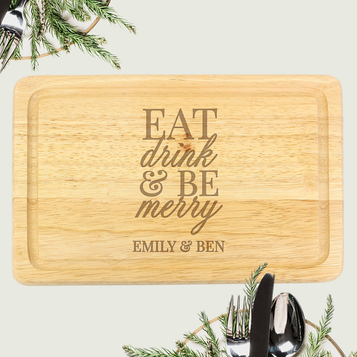 Personalised Eat Drink & Be Merry Rectangular Chopping Board - ItJustGotPersonal.co.uk