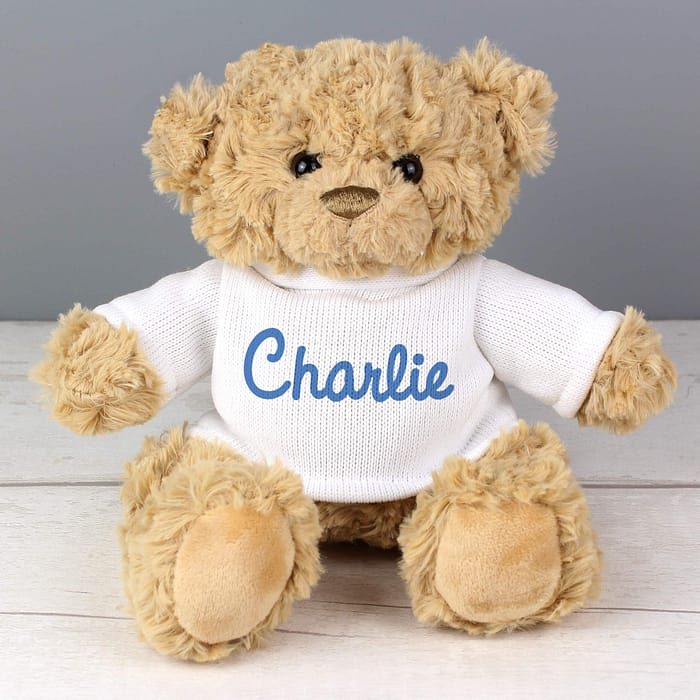 Personalised Blue Name Only Teddy Bear - ItJustGotPersonal.co.uk