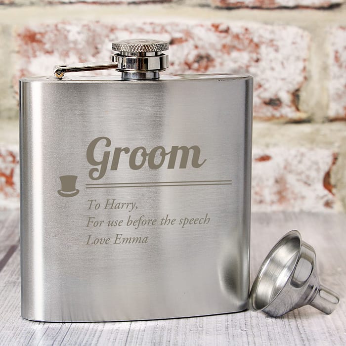 Personalised Groom Hip Flask - ItJustGotPersonal.co.uk
