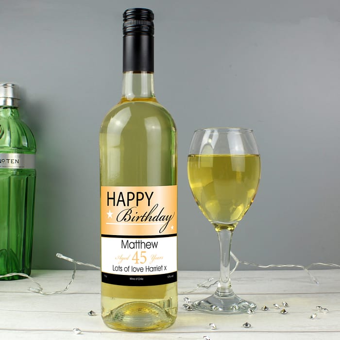 Personalised Happy Birthday White Wine - ItJustGotPersonal.co.uk