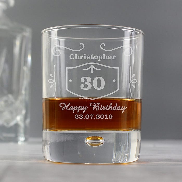 Personalised Classic Whisky Style Tumbler Bubble Glass - ItJustGotPersonal.co.uk