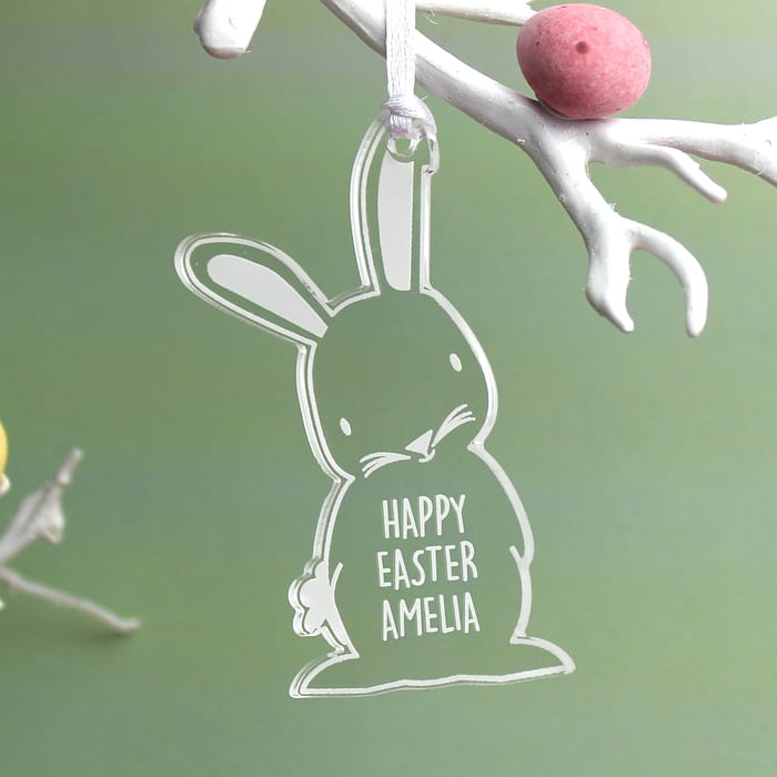 Personalised Acrylic Easter Bunny Decoration - ItJustGotPersonal.co.uk