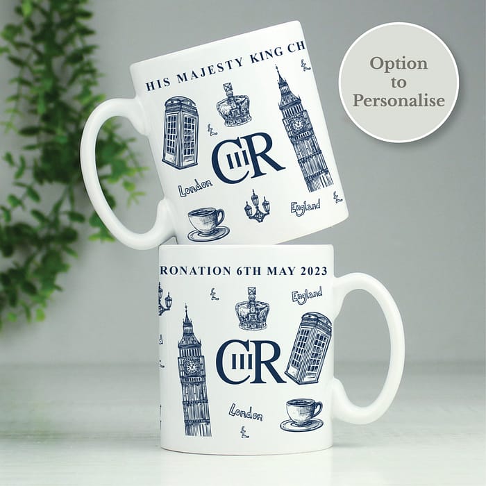 Personalised King Charles III British Icons Coronation Commemorative Mug - ItJustGotPersonal.co.uk