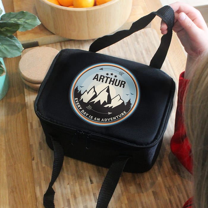 Personalised Adventure Black Lunch Bag - ItJustGotPersonal.co.uk