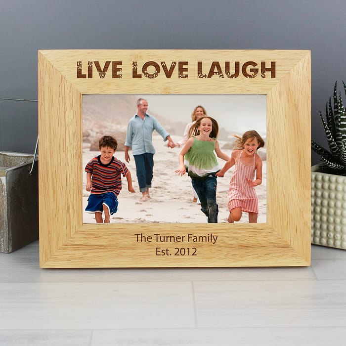 Personalised Live Love Laugh 5x7 Landscape Wooden Photo Frame - ItJustGotPersonal.co.uk